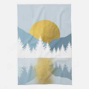 Paño De Cocina Resumen del paisaje Golden Winter Sunrise