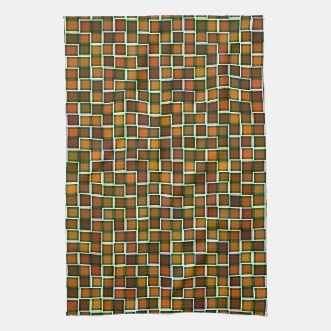 Paño De Cocina Resumen del patrón de cuadrados de tono terrestre (Vertical)