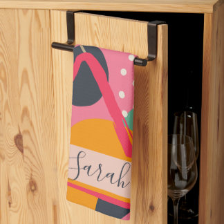 Paño De Cocina Resumen Diseño del nombre del monograma geométrico