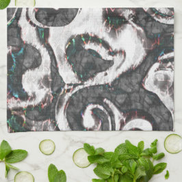 Paño De Cocina Resumen en blanco y negro con detalles de color o 