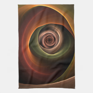 Paño De Cocina Resumen espiral 3D Colores cálidos Arte fractal mo