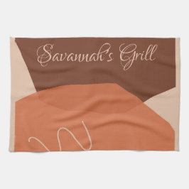 Paño De Cocina Resumen expresionismo formas marrón y terracota