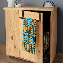 Paño De Cocina Resumen figurativo Naranja azul negrita