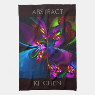 Paño De Cocina Resumen floral moderno Patrón azul rojo del arte #