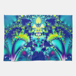 Paño De Cocina Resumen Fractal verde cian azul