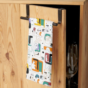 Paño De Cocina Resumen maya tribal antiguo patrón de rostros 1