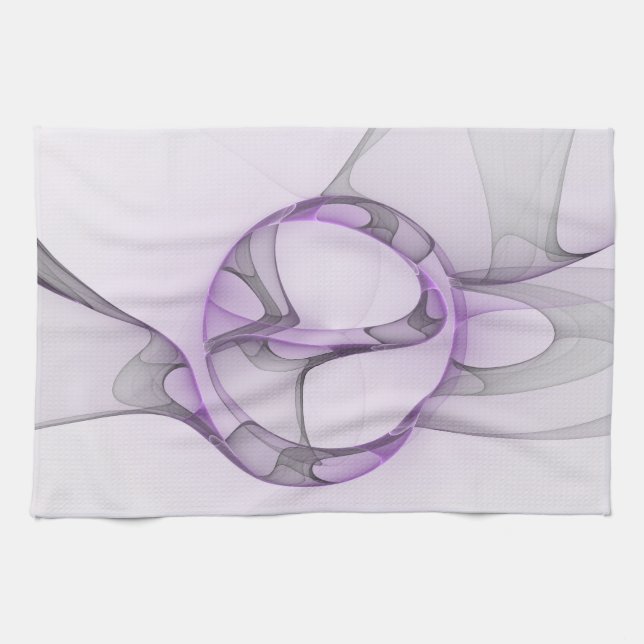 Paño De Cocina Resumen moderno Art Fractal Lavender Gris (Horizontal)