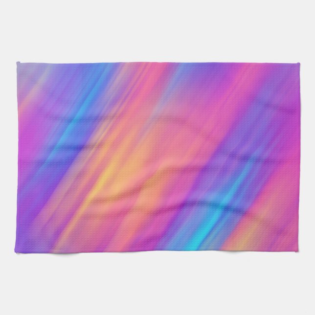 Paño De Cocina Resumen moderno neón azul brillante rosa amarillo  (Horizontal)