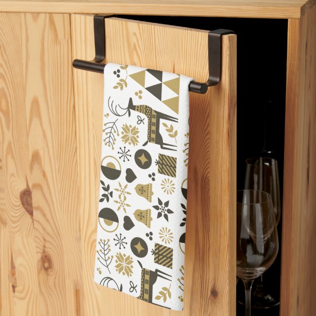 Paño De Cocina Resumen Navidades renos geométricos modernos (Pliegue de tercios)