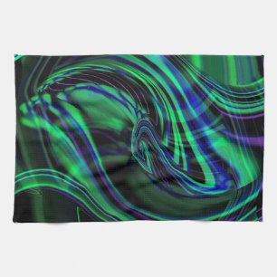 Paño De Cocina Resumen Neon Aqua N Olas azules