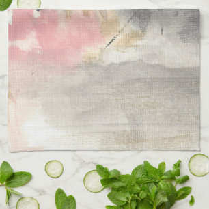 Paño De Cocina Resumen Oro Rosa Gris Arte Moderno