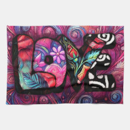 Paño De Cocina Resumen Palabra de amor Graffiti Valentine Floral 