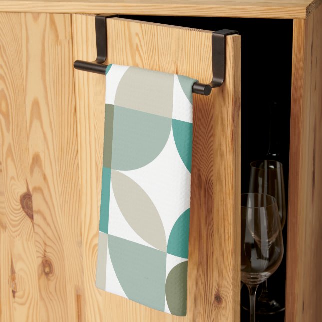Paño De Cocina Resumen Patrón geométrico verde Verde azulado (Pliegue de tercios)