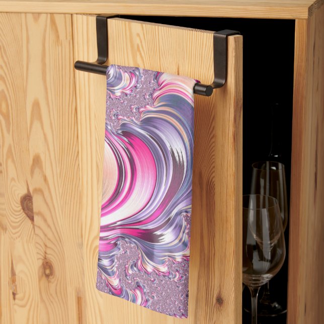 Paño De Cocina Resumen Pink Purple Spiral Fractal (Pliegue de tercios)