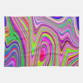 Paño De Cocina Resumen rocoso amarillo y rosa Groovy arte retro