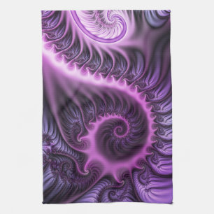 Paño De Cocina Resumen Vivid Guay Pink Purple Fractal Art Spiral