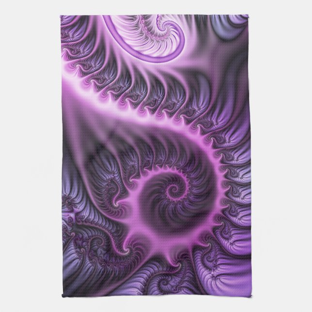 Paño De Cocina Resumen Vivid Guay Pink Purple Fractal Art Spiral (Vertical)