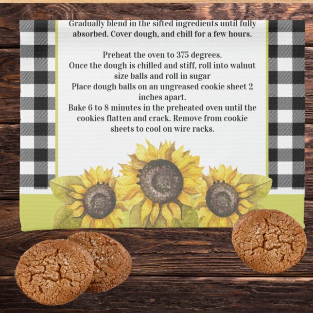 Paño De Cocina Retención de recetas Sunflower Floral Placa blanca (Subido por el creador)