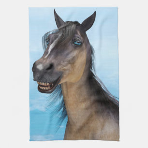 Paño De Cocina Retrato de Arte de Caballo con Sonrisa Divertida