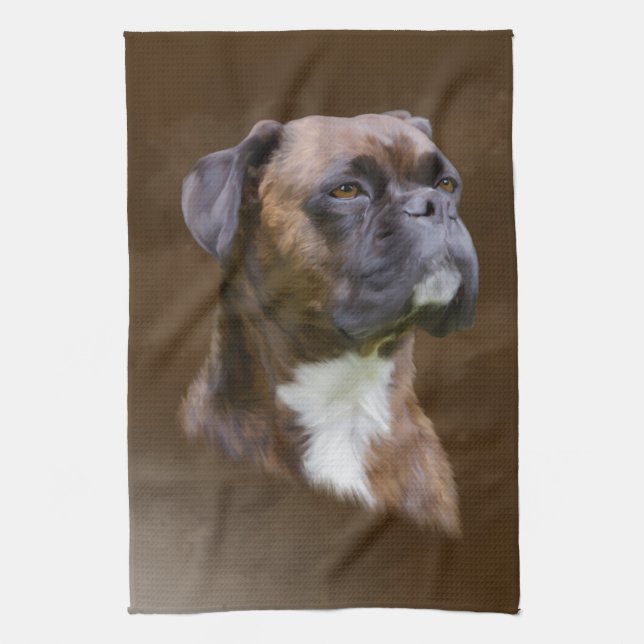 Paño De Cocina Retrato de arte de pintura con aceite de perro de  (Vertical)