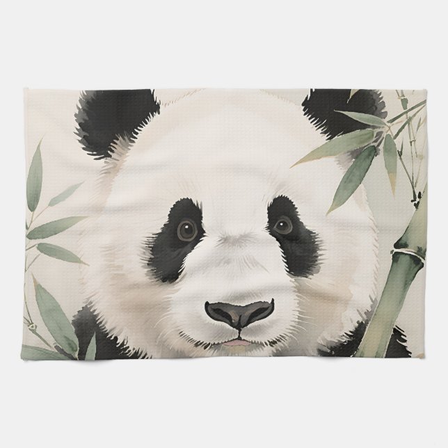 Paño De Cocina Retrato de bambú de panda gigante (Horizontal)