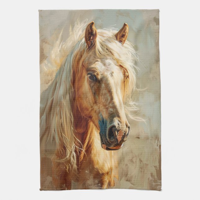 Paño De Cocina Retrato de caballo de Palomino (Vertical)