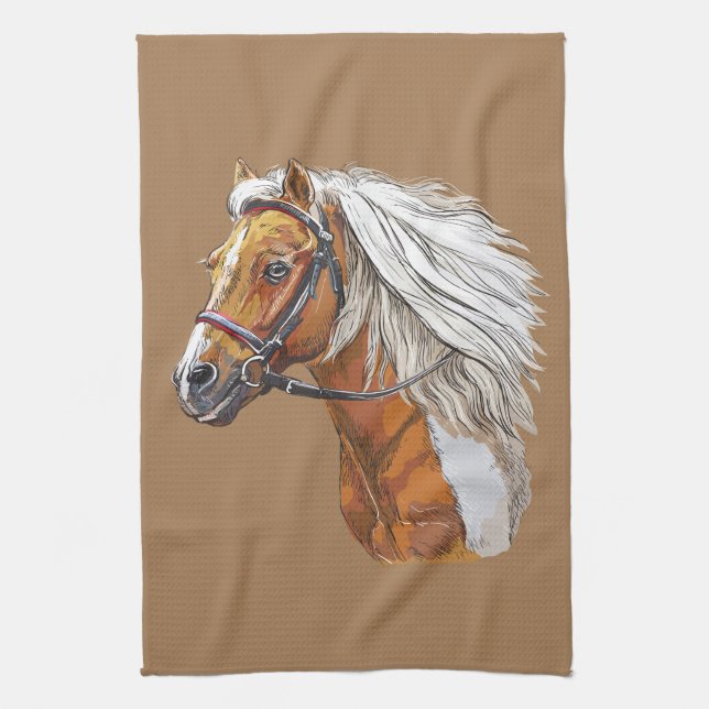 Paño De Cocina Retrato de herradura dibujado a mano (Vertical)