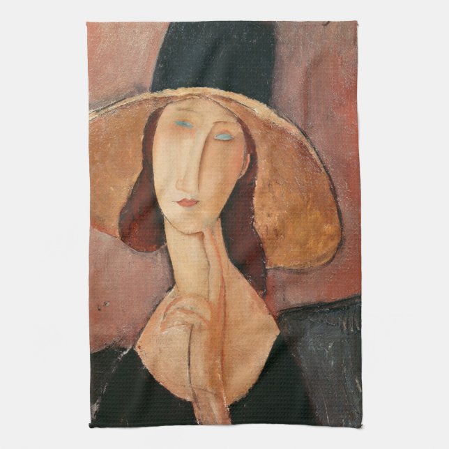 Paño De Cocina Retrato de Jeanne Hebuterne en un gran gorra (Vertical)