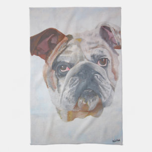 Paño De Cocina Retrato de Mascota artístico de Bulldog estadounid