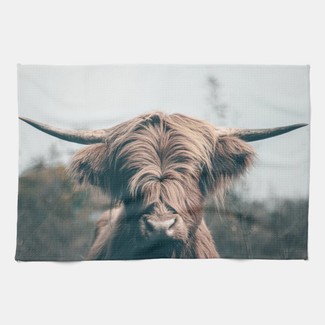 Paño De Cocina Retrato de vaca Highland (Horizontal)