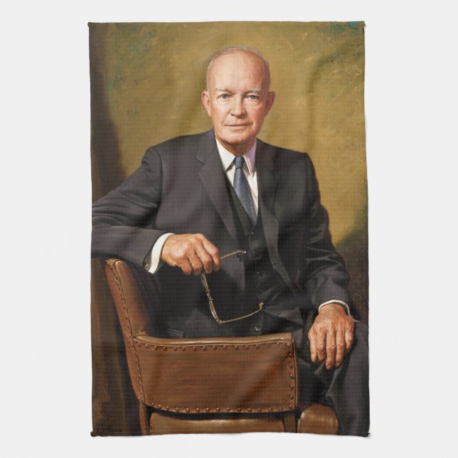 Paño De Cocina Retrato del presidente Dwight Eisenhower en la Cas (Vertical)
