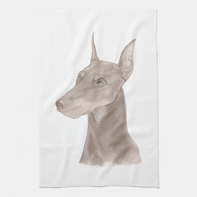 Paño De Cocina Retrato Doberman (Vertical)