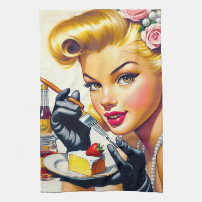 Paño De Cocina Retrato Hermoso Pin Up (Vertical)