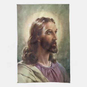 Paño De Cocina Retrato religioso vintage de Jesucristo con halo
