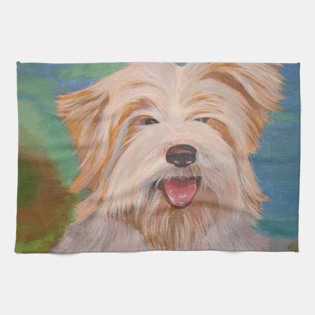 Paño De Cocina Retrato Terrier Mascota arte de perro (Horizontal)