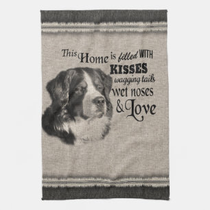 Paño De Cocina Retrato vintage de perro de montaña de Bernese