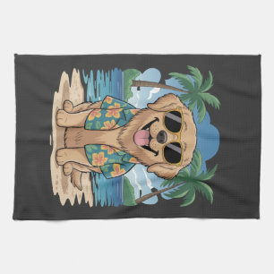 Paño De Cocina Retriever Tropical � Perro Vibraciones de Playa Do