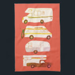 Paño De Cocina Retro Camper Motorhome RV Vanlife Rojo Trastorno<br><div class="desc">Decore su cocina con esta toalla fresca con un RV,  un remolque,  un campervan y un camper de camión. ¡Hace un gran regalo de bienvenida o aniversario! Puede personalizar y agregar texto también. Revisa mi tienda por muchos más colores y patrones más cosas de cocina a juego!</div>
