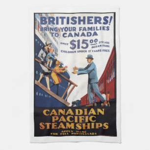 Paño De Cocina Retro Canadá Gran Bretaña poster de migración d