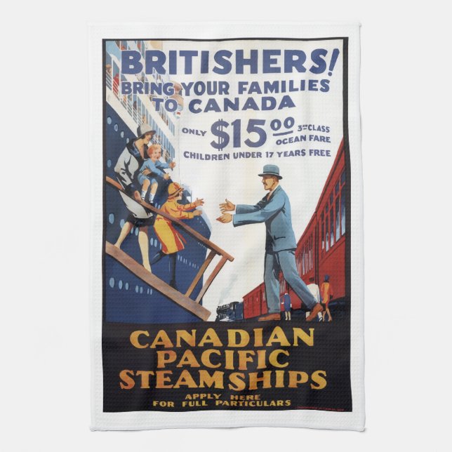 Paño De Cocina Retro Canadá Gran Bretaña poster de migración de b (Vertical)