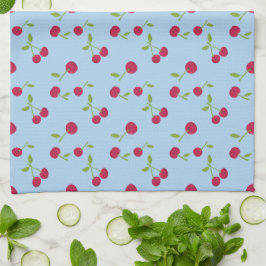 Paño De Cocina Retro Cherry Cute Farmhouse Blue