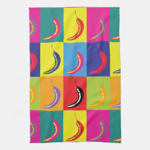 Paño De Cocina Retro Chili Pepper Pop Art Brillante Cocina Mexica