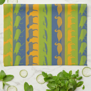 Paño De Cocina Retro Colorido Animales Patrón de franjas modernas