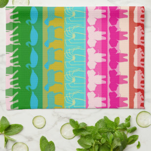 Paño De Cocina Retro Colorido Animales Patrón de franjas modernas