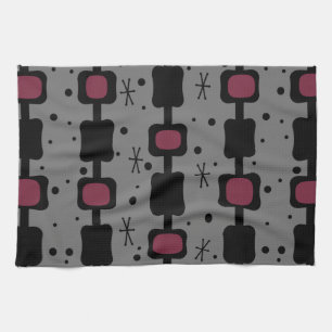 Paño De Cocina Retro Columnas Medias Mod Cajas Marrón
