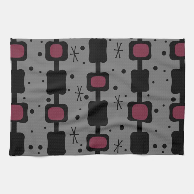 Paño De Cocina Retro Columnas Medias Mod Cajas Marrón (Horizontal)