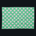 Paño De Cocina Retro Daisies rosa y verde<br><div class="desc">Un estilo de margarita retro,  agradable y a la moda,  en tonos verde claro y rosa.</div>