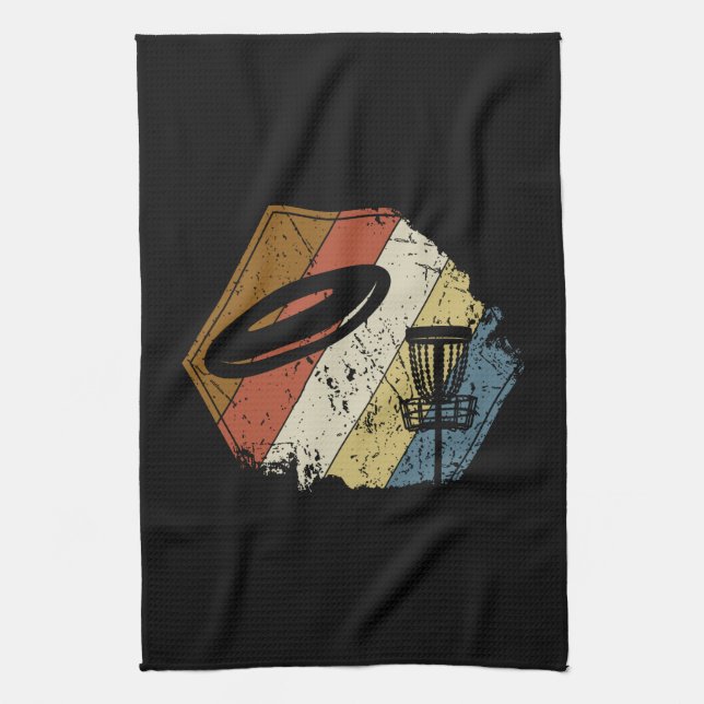 Paño De Cocina Retro de la cesta de golf de disco (Vertical)