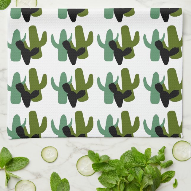 Paño De Cocina Retro Desert Saguaro Cactus Kitchen Towel (Doblado)
