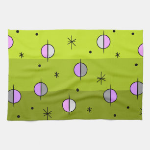 Paño De Cocina Retro Espacio Edad Planetas Estrellas Chartreuse